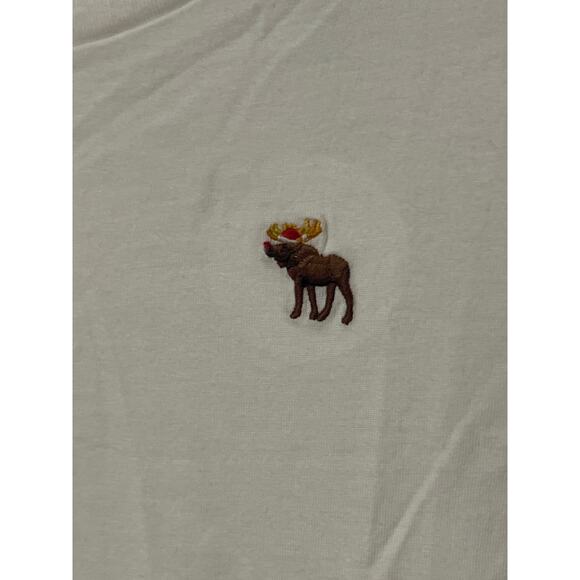 New Boys Abercrombie & Fitch Cream Long Sleeve Holiday T-Shirt, Size11/12, KB420 - Picture 2 of 3